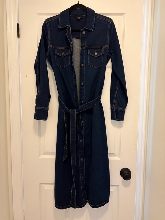Joe Fresh Dresses & Skirts - Dark Indigo Denim Button-Front Shirt Dress with Waist Tie